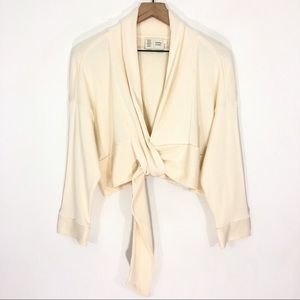 Saturday Sunday Cream Tie Front Cropped Cardigan